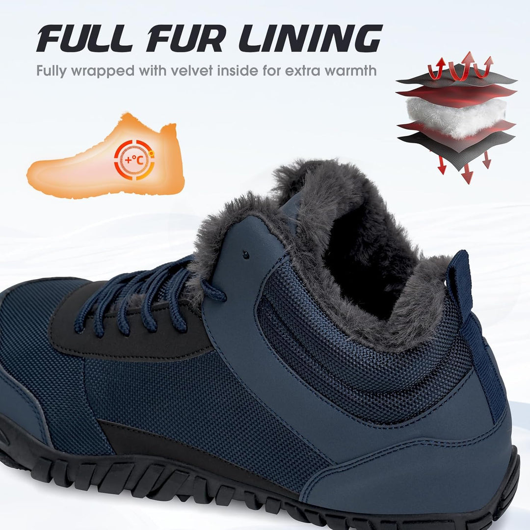IceUnicorn Barfussschuhe Winter Warm Gefüttert Winterstiefel Winterschuhe Damen Herren 41 EU Dunkel