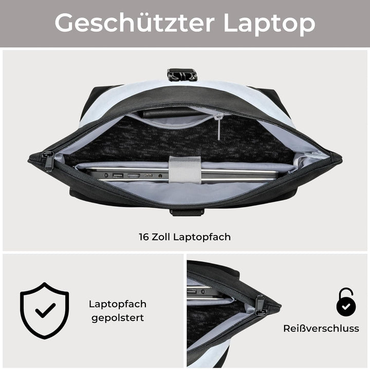 LARKSON Fahrradtaschen für Gepäckträger Damen & Herren Schwarz Reflektierend - Tammo Bike - 2 in 1 F