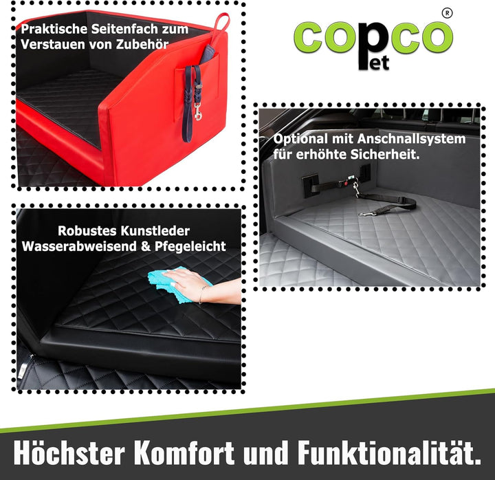 CopcoPet - Travel Bed Hundebett für Kofferraum 110x90x38cm Kunstleder - Kofferraumschutz Hund wasser