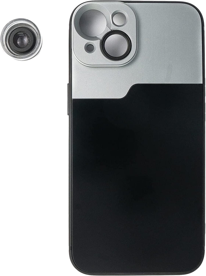 SYSTEM-S Makro Linse 30x Mikroskop Filter mit Hülle in Schwarz für iPhone 14 Plus