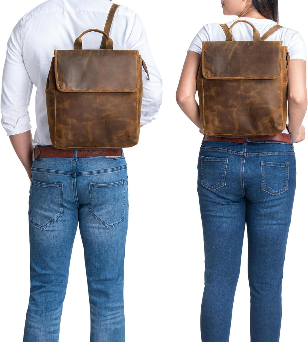 STILORD 'Misha' Moderner Leder Rucksack Unisex Daypack für Damen Herren DIN A4 kompakter Messenger B