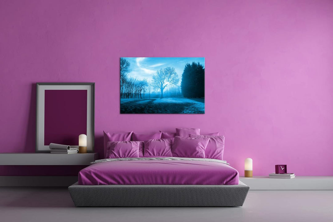 deyoli Landschaft im Sonnenschein Format 80x60 Effekt: Monocrome Blau als Leinwandbild, Motiv fertig