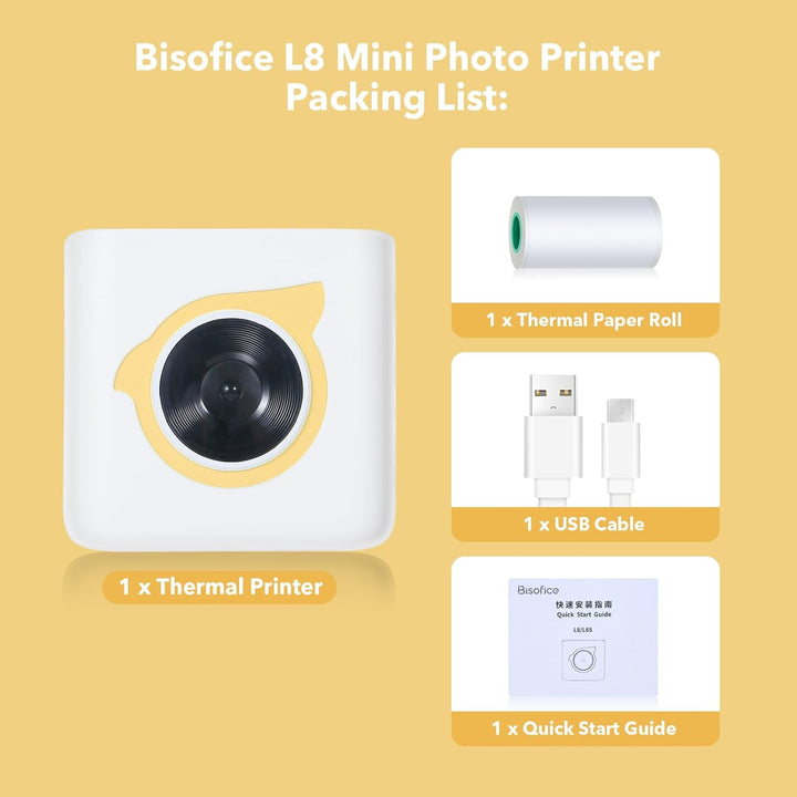 Bisofice L8 Mini Thermodrucker Mini Fotodrucker Für Smartphone Bluetooth Fotodrucker Handy Tragbarer