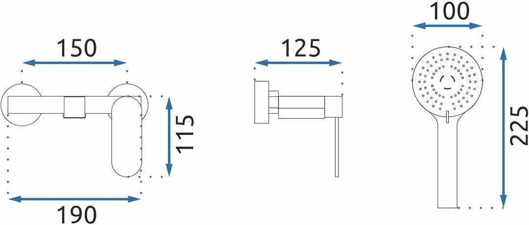 Rea Badewannenarmatur BERG BLACK Wasserhahn Badewanne Einhebel Wannenarmatur mit Handbrause Badarmat