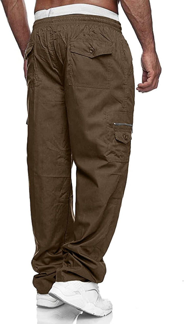 Jolicloth Cargohose Herren Baumwolle Outdoorhose Lange Baggy Hose Casual Freizeithose Pants M Braun,