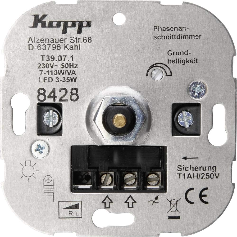 Kopp LED Dimmer Sockel mit Druck-Wechselschalter für dimmbare 230V LEDs von min.3 - max.35W. Auch fü