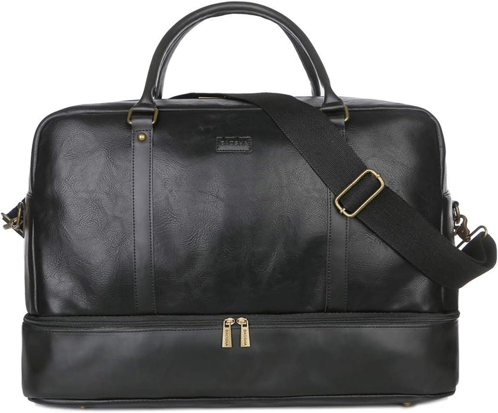 BAOSHA Gross Leder Reisetasche Handgepäck Travel Duffel Carry On Bag Weekender Tasche mit Schuhfach
