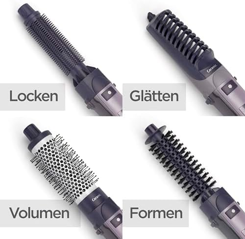 BaByliss Warmluftbürste mit 1200 Watt, Föhnbürste mit 4 Aufsätzen und verschiedenen Durchmessern für