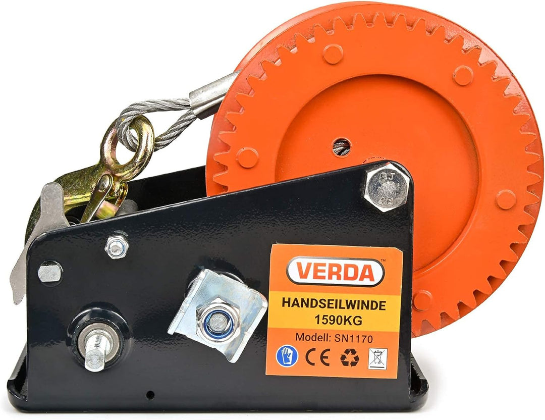 Seilwinde 1588kg 3500lbs Handseilwinde Bootswinde Winde Anhänger SN1170