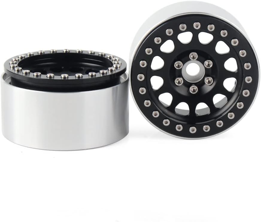 INJORA 4 Stücke 2,2 Beadlock Felgen Metall Räder Felge Set für 1:10 RC Rock Crawler Axial SCX10 RR10