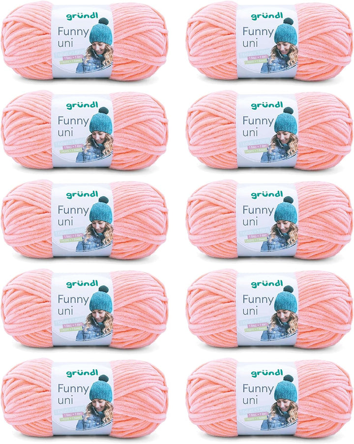 Gründl Funny uni Strick- & Häkelgarn (samtartiges Chenille-Garn aus 100% Polyester, 10 x 100 g / 120