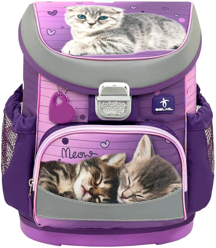 Belmil ergonomischer Schulranzen Set 4 -teilig für Mädchen 1, 2 Klasse Grundschule/Super Leicht 750-