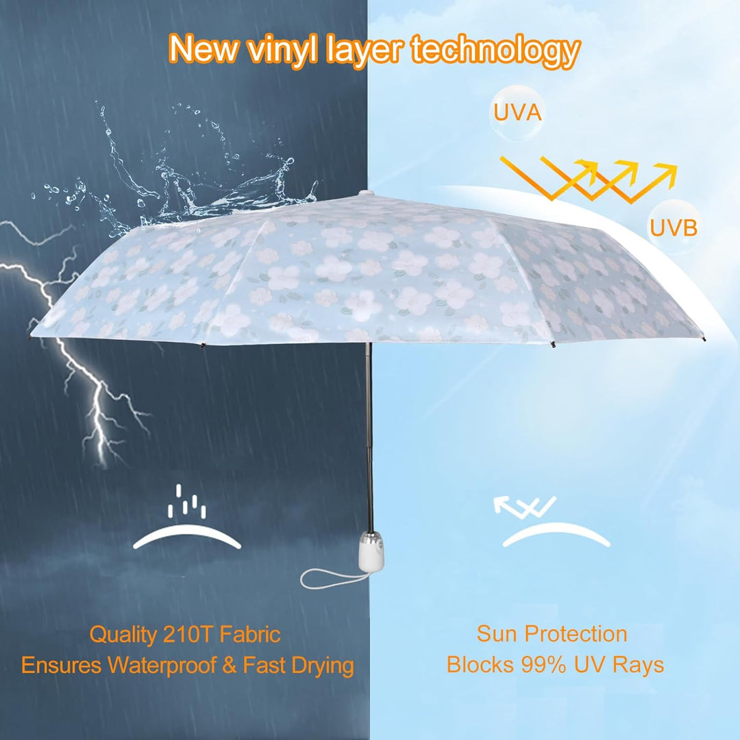 CUBY Regenschirm, Sonnenschirm Regenschirm, Freien Uv-Schutz Damen Automatik Faltschirm Winddicht Re
