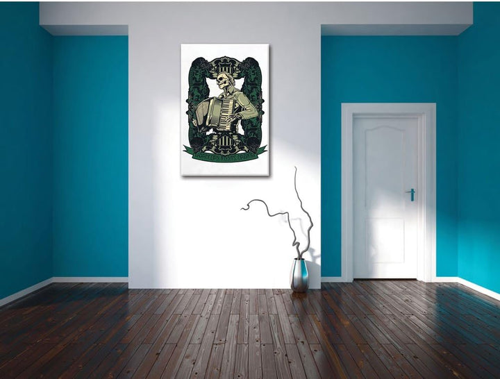 Hardcore meets Drama white Bild auf Leinwand, XXL riesige Bilder fertig gerahmt mit Keilrahmen, Kuns