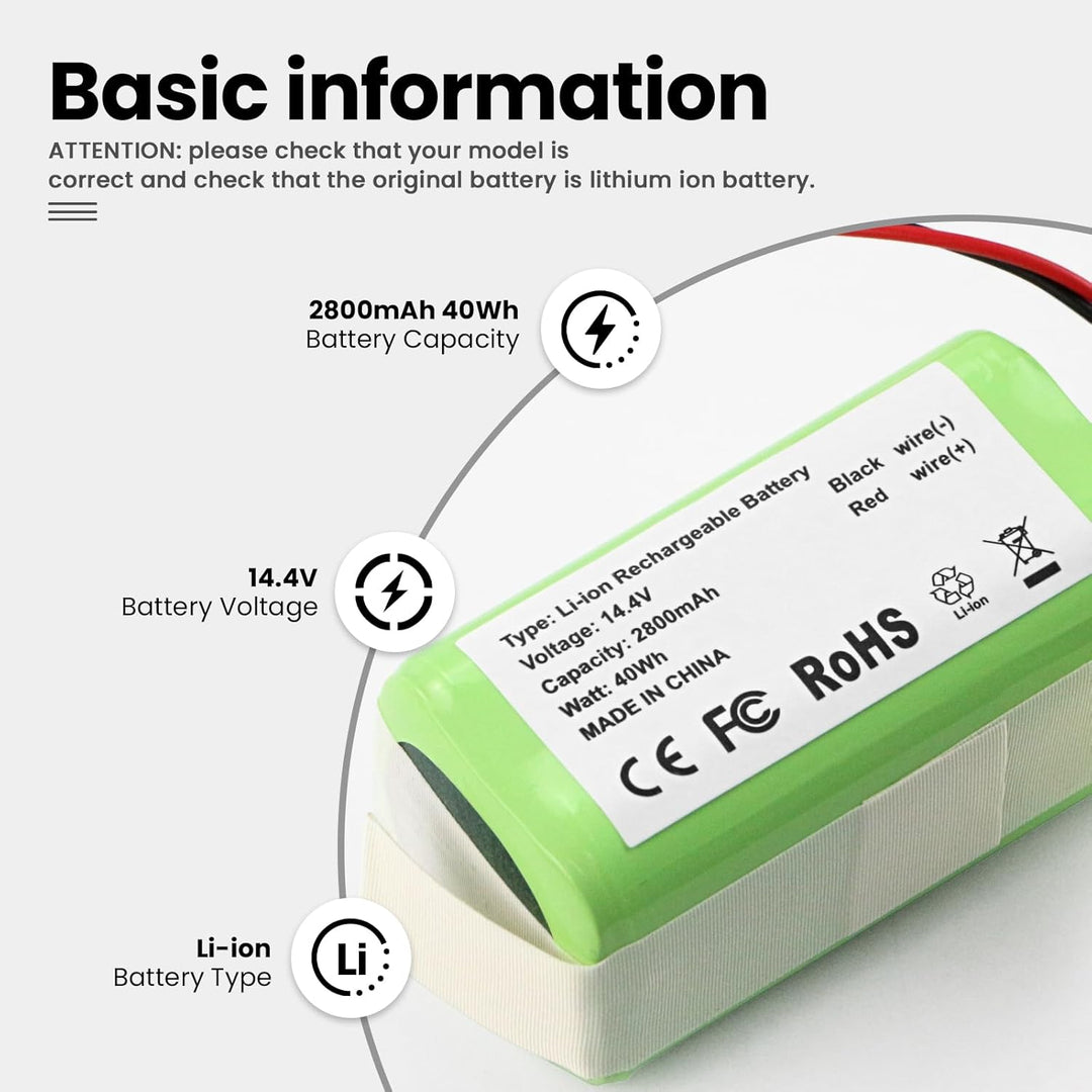 ANTIEE 2800mAh RVBAT850 Vacuum Cleaner Ersatz Akku für Shark Ion AV1010AE AV2501AE AV911 AV970 RV761