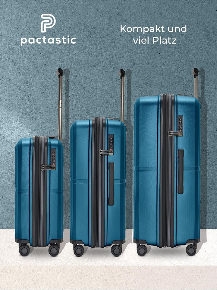 Pactastic Ultra leicht Hartschalen Koffer-Set 3-teilig | Robustes Polypropylen Material | mit Dehnfa