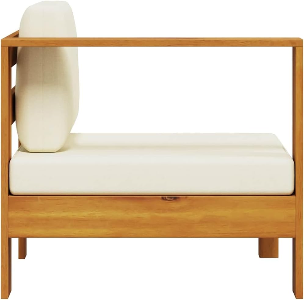 vidaXL Akazienholz Massiv Mittelsofa mit 1 Armlehne Sofa Lounge Gartensofa Einzelsofa Gartenmöbel Ga