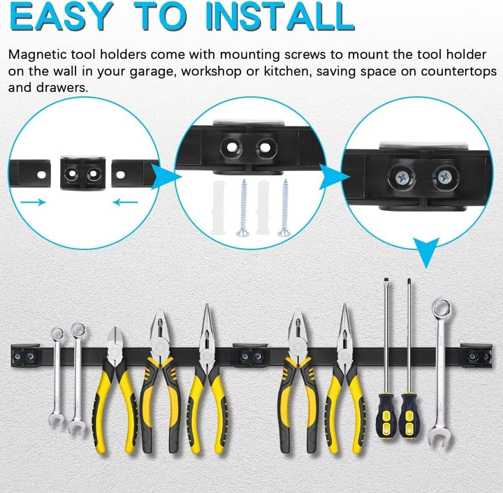 5 Stück Werkzeug Magnetleiste Set 40cm, Stark Magnetschiene Magnetische Werkzeughalter Wand, Magnet