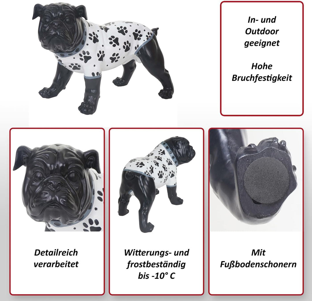 Mendler Deko Figur Bulldogge 24cm, Polyresin Skulptur Hund, In-/Outdoor, handbemalt mit Jäckchen