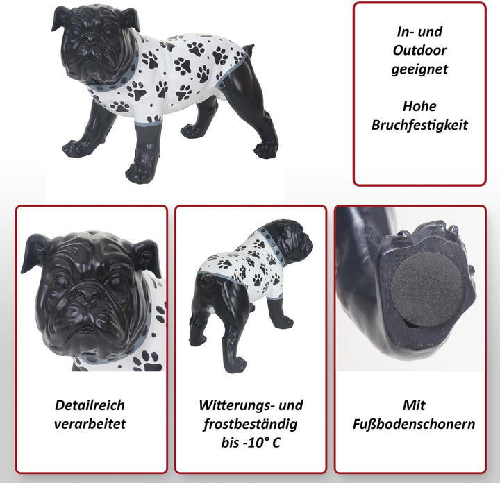 Mendler Deko Figur Bulldogge 24cm, Polyresin Skulptur Hund, In-/Outdoor, handbemalt mit Jäckchen