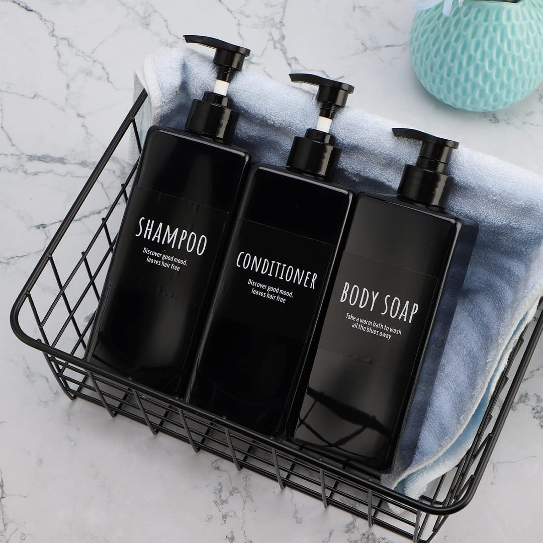 Segbeauty Nachfüllbarer Spender für Dusche, 500 ml, leere Pumppressflaschen mit Etiketten, Kunststof