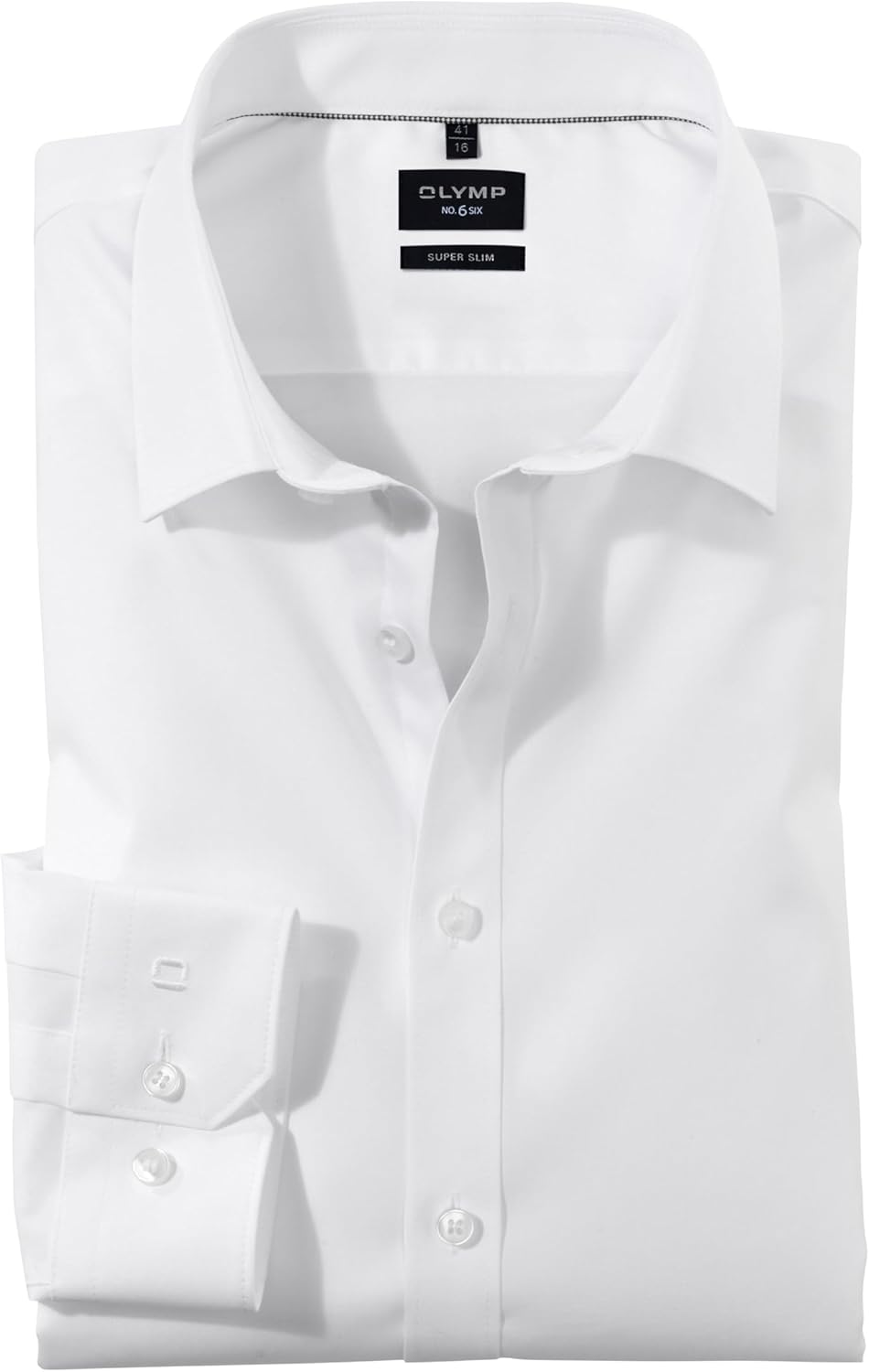 OLYMP Herren Businesshemd Langarm No.Six,Einfarbig,super Slim,Urban Kent 36 Weiss, 36 Weiß