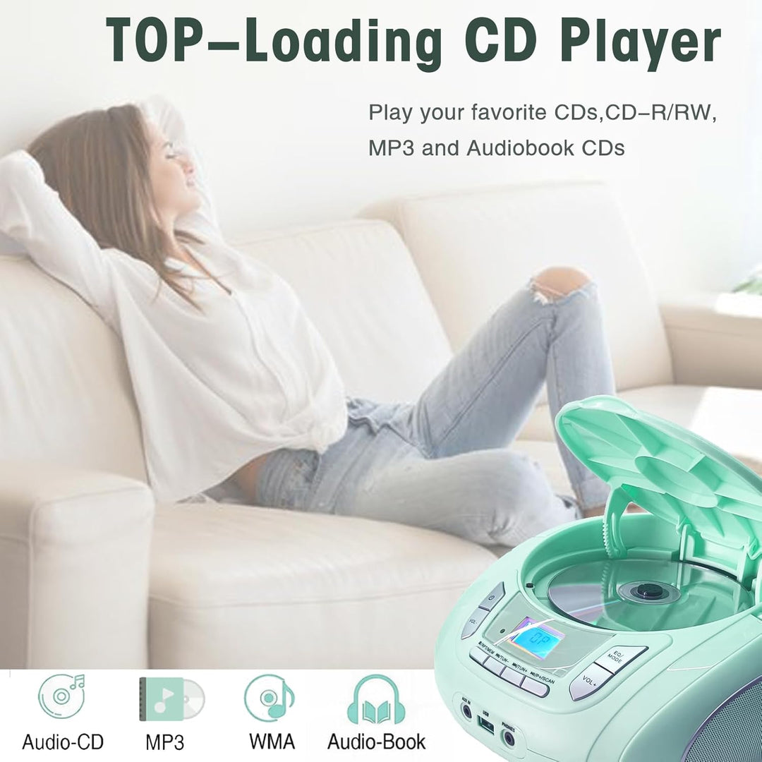 Kompakter Radio-CD-Player mit Bluetooth, FM-Radio, USB, AUX, Kopfhöreranschluss, CD-R/RW- und MP3-CD