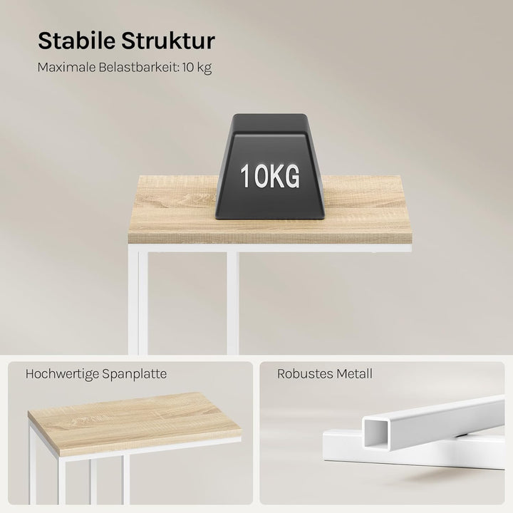 WOLTU Beistelltisch 2er Set Kaffeetisch Couchtisch Sofatisch Nachttisch Betttisch Laptoptisch, Geste