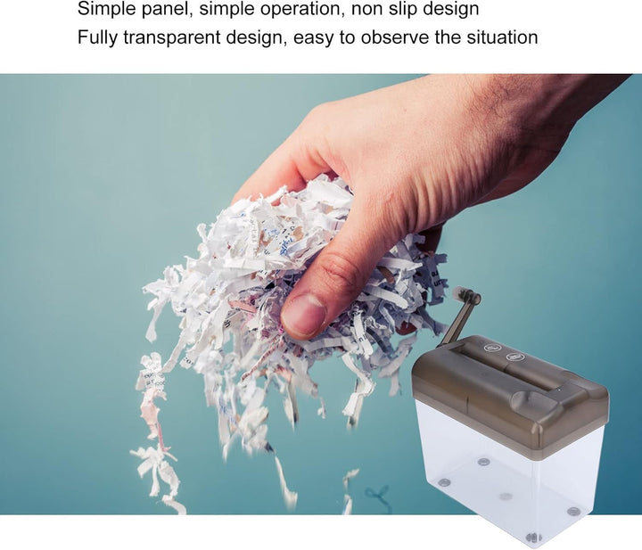 Manueller Aktenvernichter, Tragbarer Papierzerkleinerer Handkurbel Mini Hand Schredder Professionell
