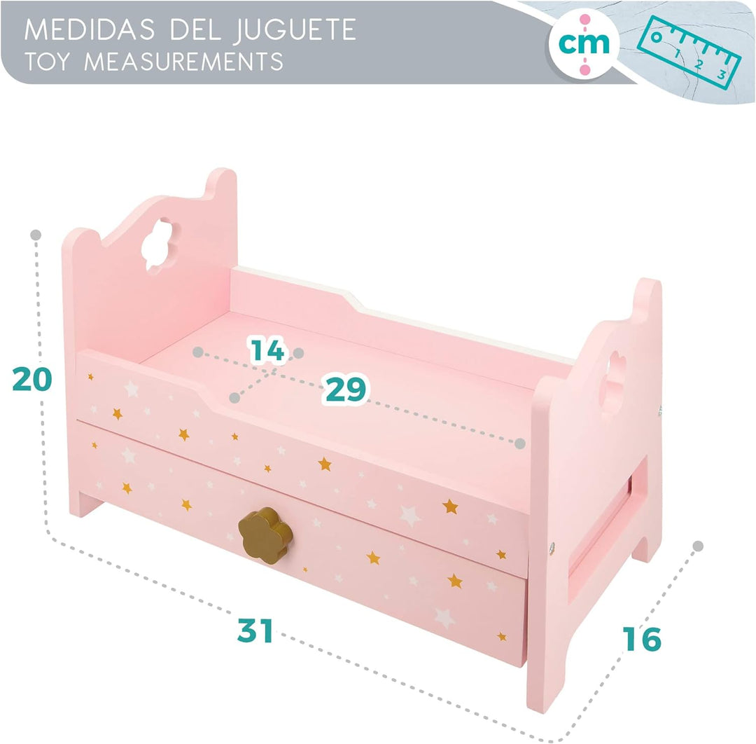 ColorBaby WOOMAX 49363 Puppenbett aus Holz + 3 A, bett