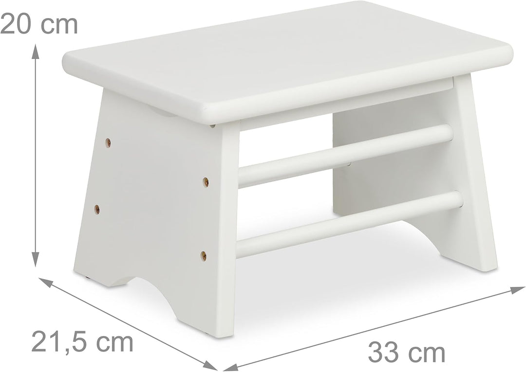 Relaxdays Fussbank Bambus, bis 100 kg, Stabiler Tritthocker, HxBxT: 20 x 33 x 21,5 cm, Kinderhocker