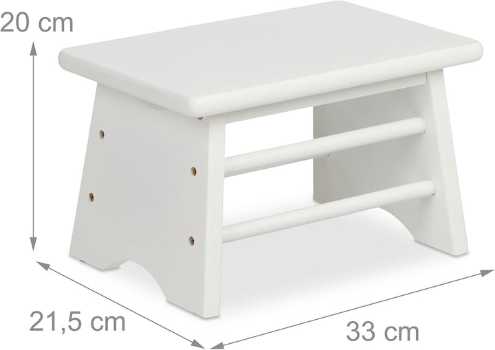 Relaxdays Fussbank Bambus, bis 100 kg, Stabiler Tritthocker, HxBxT: 20 x 33 x 21,5 cm, Kinderhocker