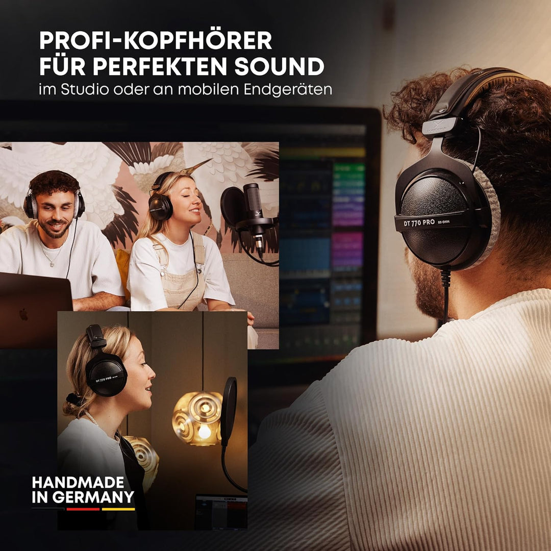 beyerdynamic DT 770 PRO 250 Ohm Over-Ear-Studiokopfhörer in schwarz. Geschlossene Bauweise, kabelgeb