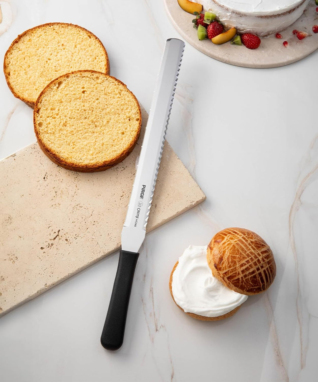 Pirge Creme Profi Gebäckwerkzeuge Set mit Tasche 6 Stück - Torten Winkelpalette Set - Konditormesser