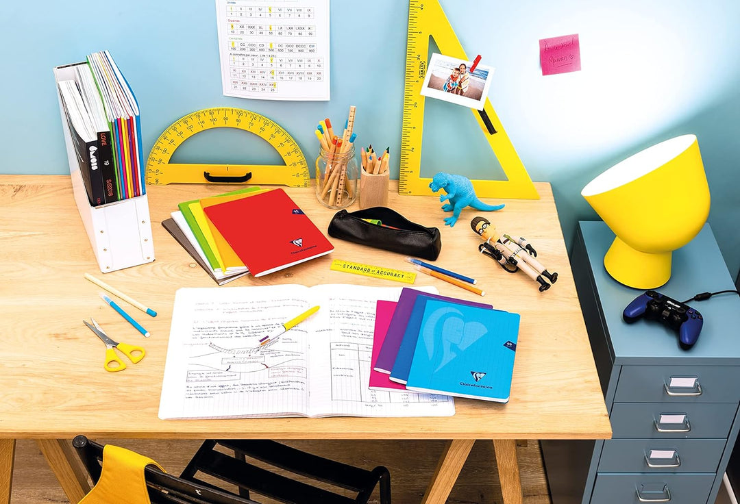 Clairefontaine 363362C - Packung mit 10 Heften Mimesys DIN A4+, 24x32cm, 48 Blatt kariert, 90g, Einb