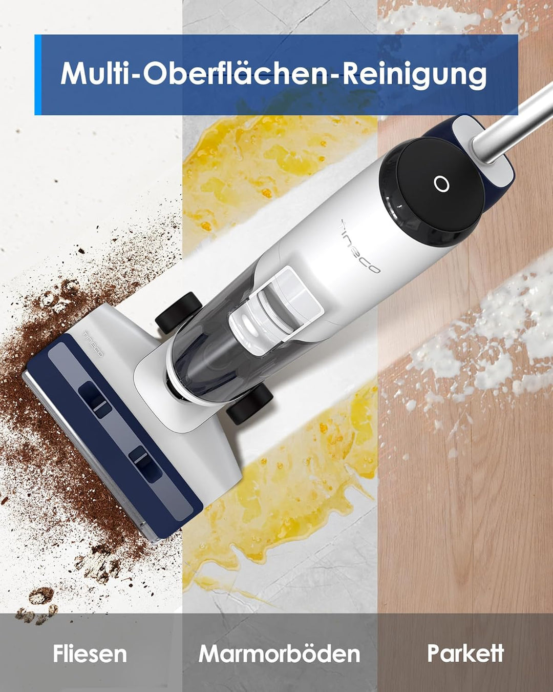 Tineco iFLOOR 5 Breeze Complete Nass Trockensauger, EIN-Schritt-Reinigung für Hartböden, Kantenreini