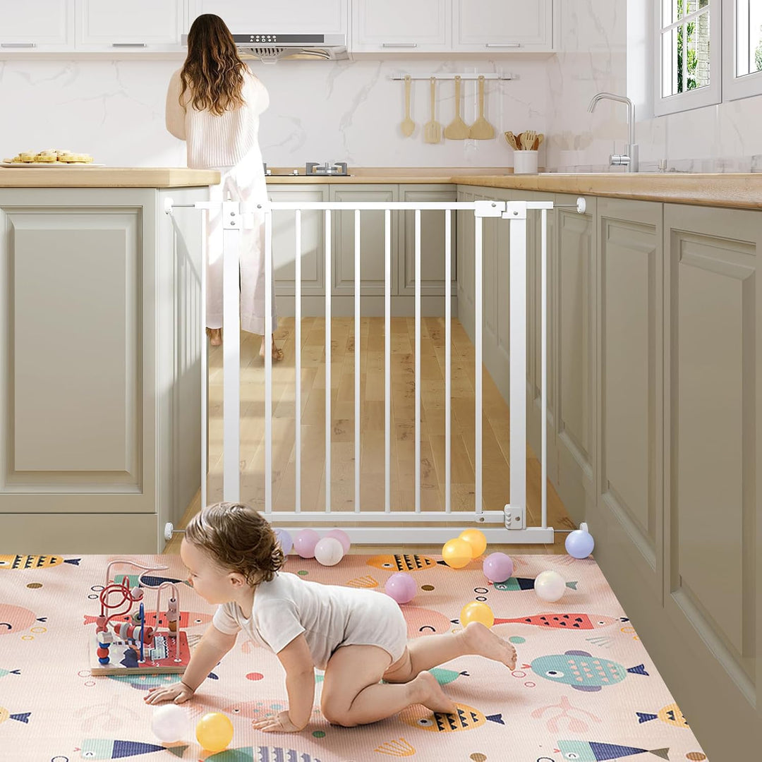 WOLTU Treppenschutzgitter, Türschutzgitter, Absperrgitter, Türgitter, 75-87 cm, mit/ohne Bohren, Aut