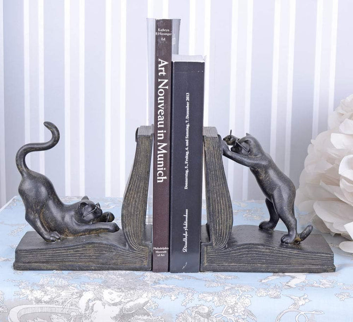 Buchstützen Katzen Kätzchen Cat Figuren Ständer DVD Tiere Buchhalter Bücherregal CW035 Palazzo Exclu