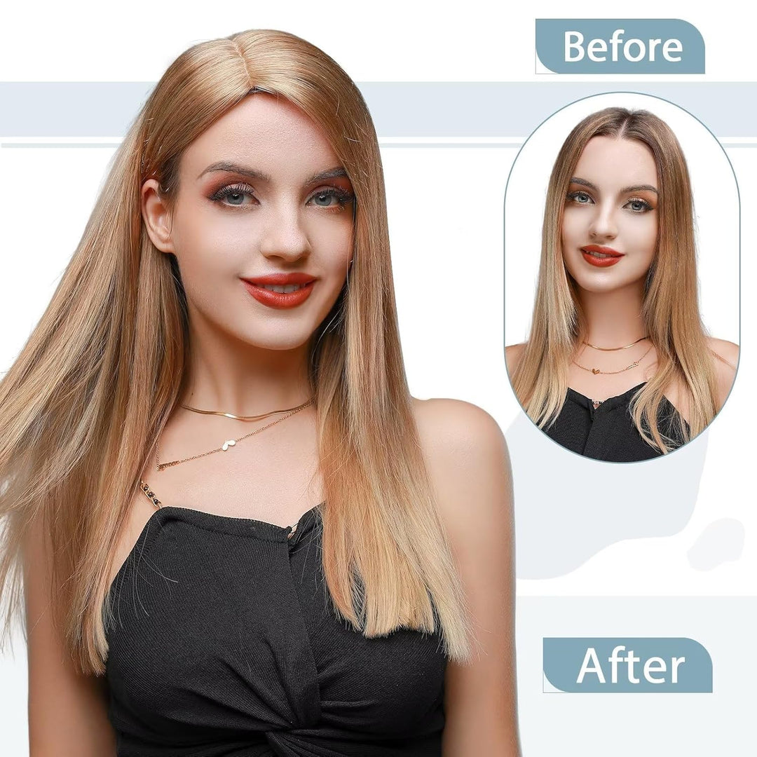 TESS Hair Topper Echthaar Braun, 10x12cm Basis Toupet Damen #4 Braun Haartopper Echthaar 40g 30 cm H