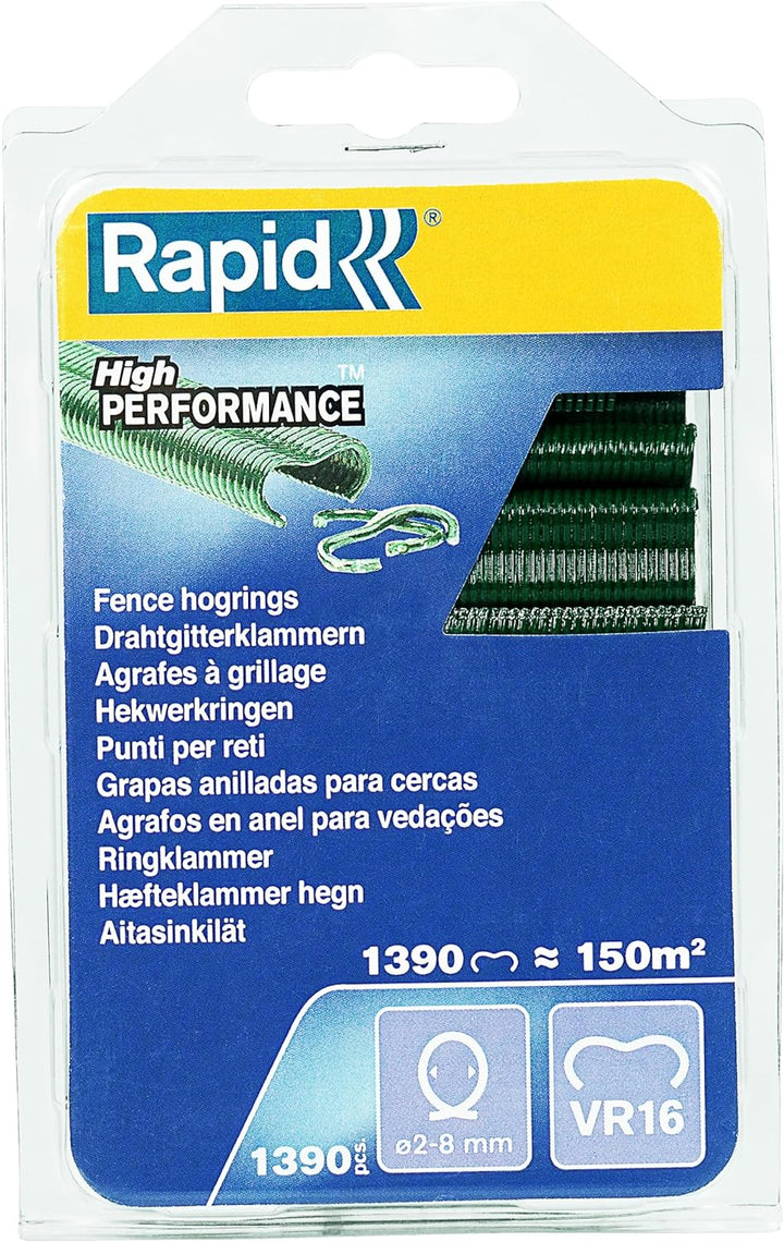 Rapid Zaun-Ringklammern VR16 Grün, 1.390 Stk., zur Befestigung von Spanndrähten und Zäunen, für FP21