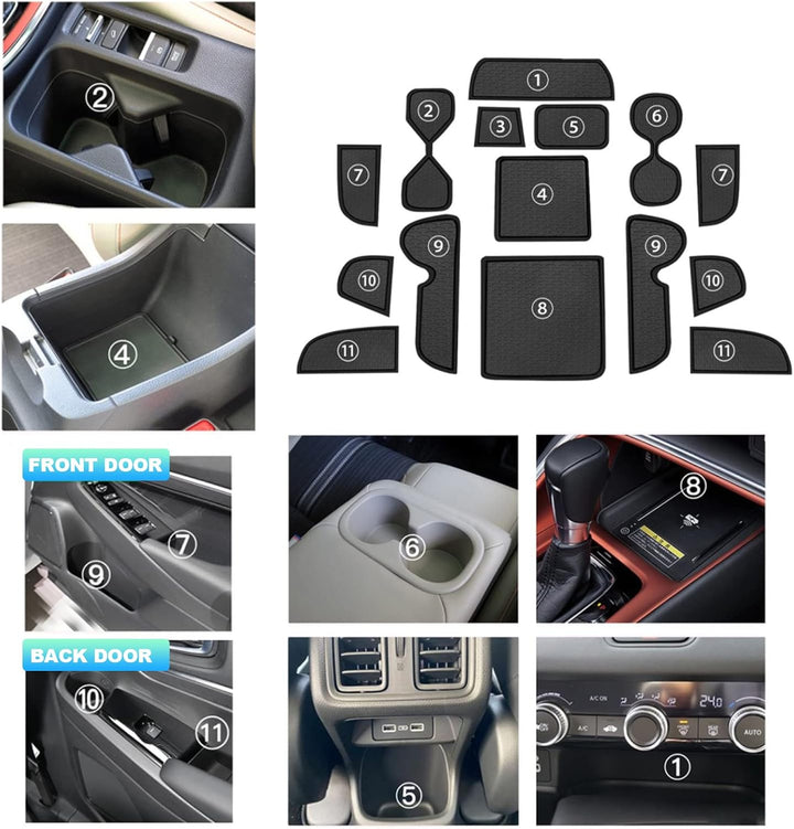 CDEFG Kompatibel mit Honda HRV 2022 HR-V Mittelkonsole Gummimatten Türschlitz rutschfest Antirutschm