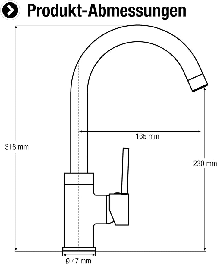 Cornat Spültisch-Einhebelarmatur "Fuerte" - Hochwertiger Messingkörper - verchromt - Hoher & schwenk