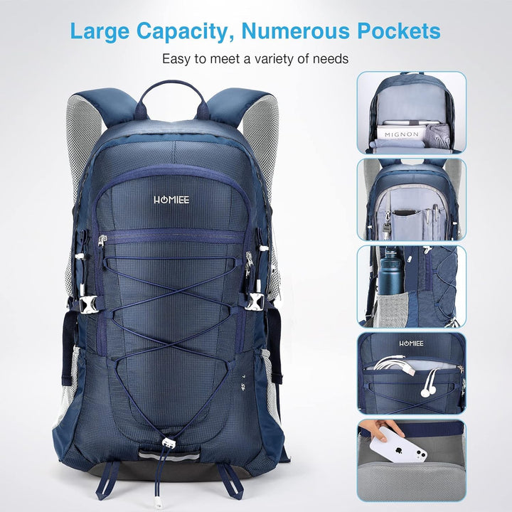 HOMIEE Wanderrucksack 45L, Herren Damen Wasserdichter Rucksack Trekkingrucksack Reiserucksack, Outdo