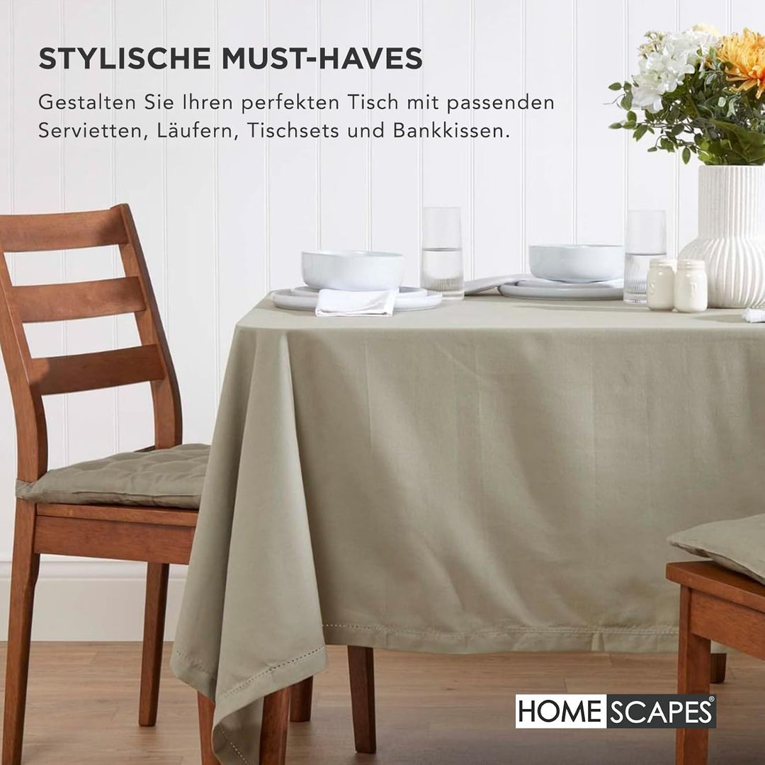 Homescapes 4er Set Stuhlkissen 40 x 40 cm, grau, Sitzkissen mit Bändern und Knopfverschluss, einfarb