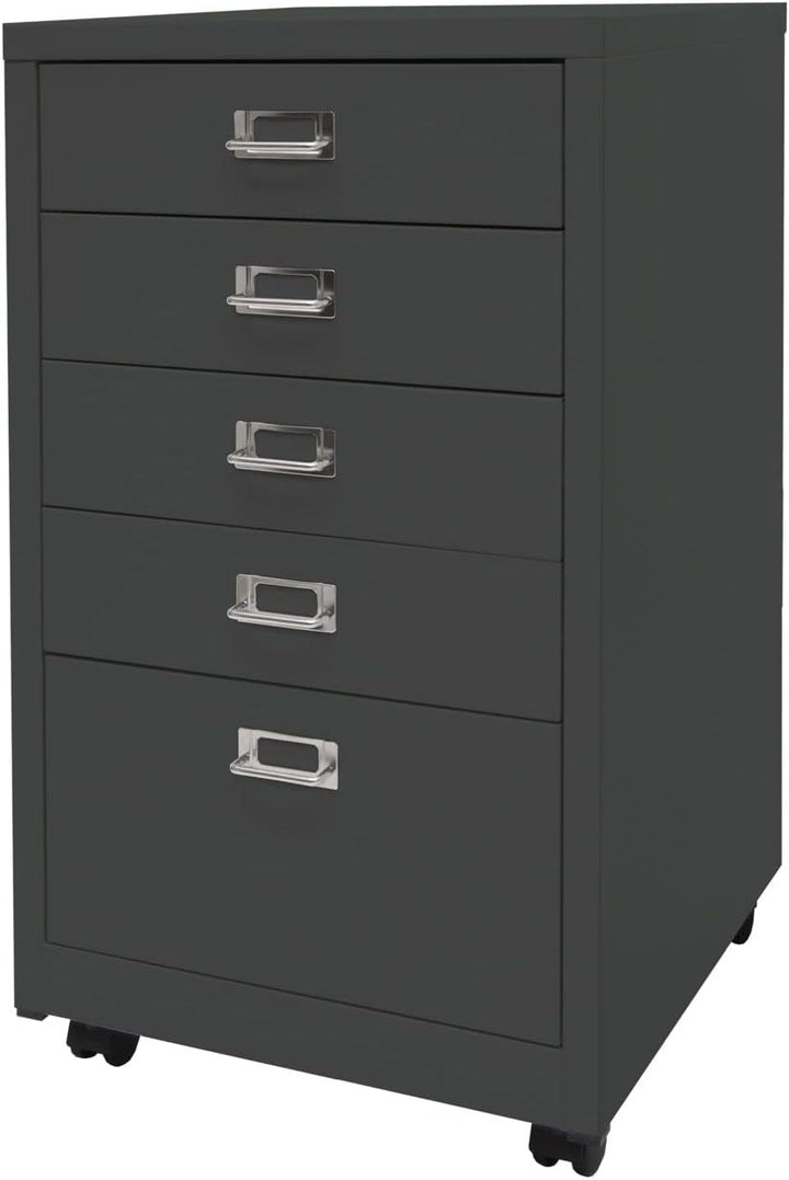 Mendler Rollcontainer HWC-L49, Schubladenschrank Stahlschrank Aktenschrank, Metall 75x40x41cm 5 Schu