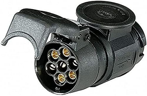 HELLA Adapter, Steckdose - 12V - von 13-polig auf 7-polig - Länge: 91mm - Kunststoff - schwarz - DIN