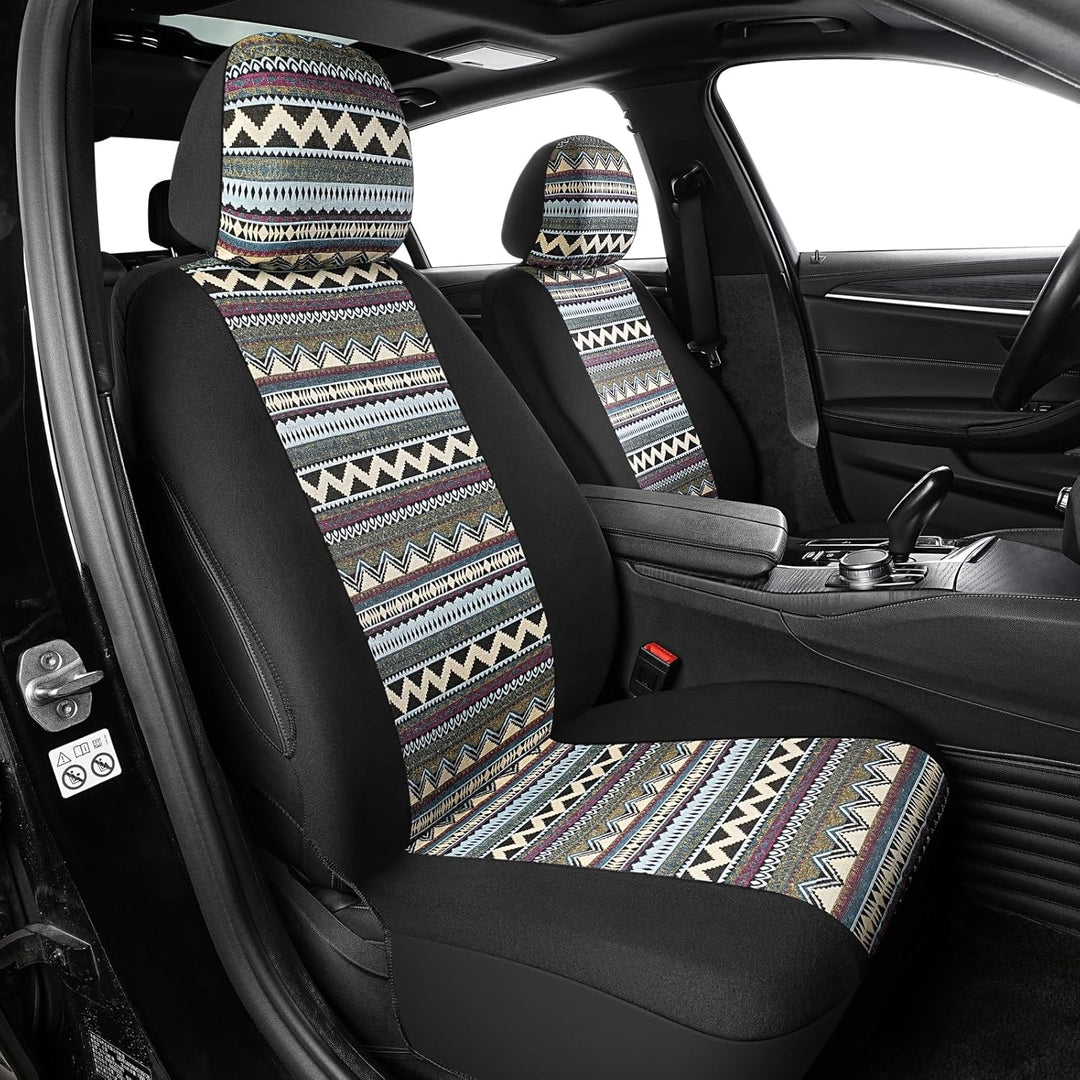 SOBONITO Auto-Sitzbezüge Vordersitze Universal,Bohème-Stil,Auto-Sitzschoner,Auto-Schonbezüge,Schwere