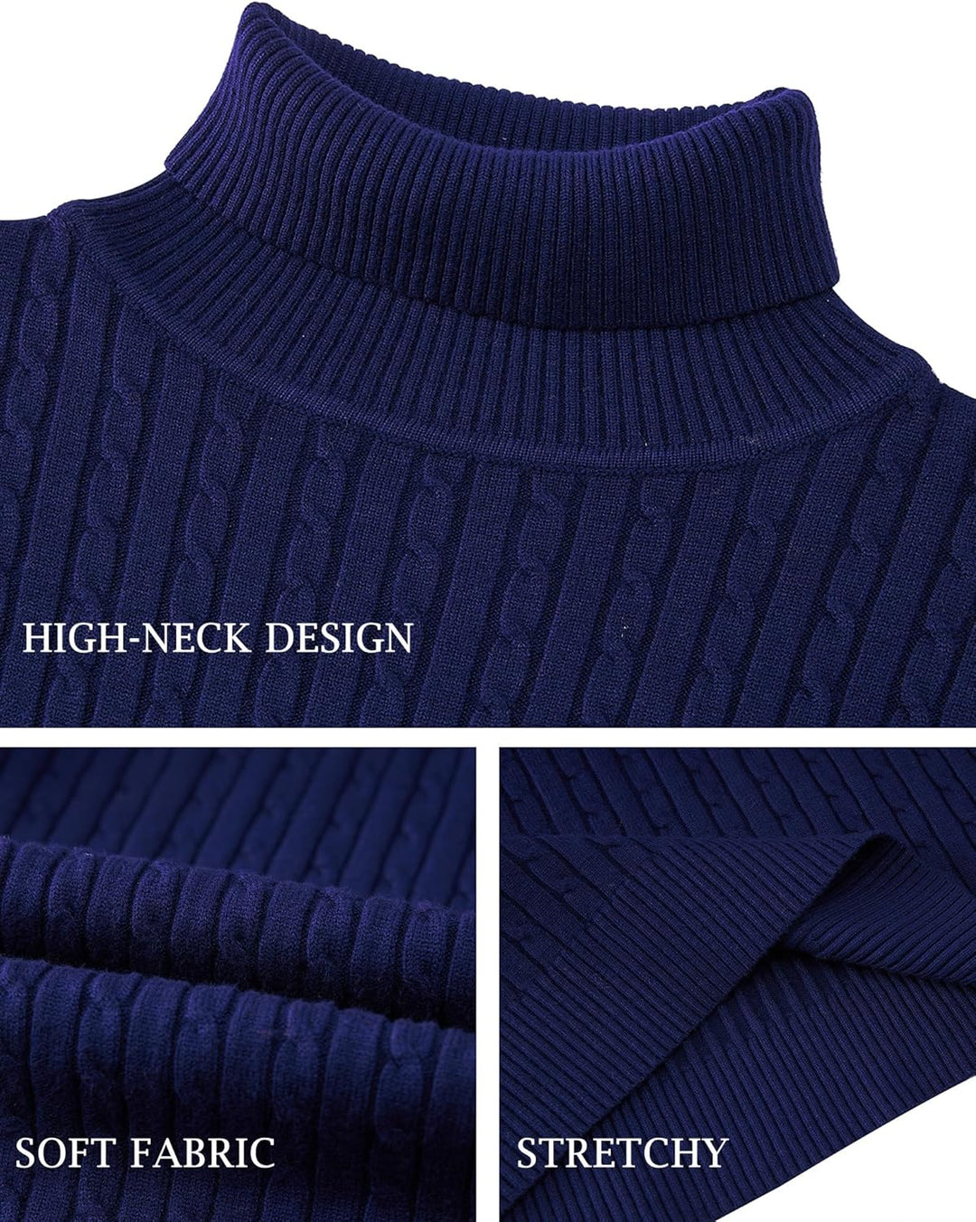 AIDEAONE Rollkragenpullover Herren Stehkragenpullover Winter Pullover Rollkragenstrickpullover Rollk