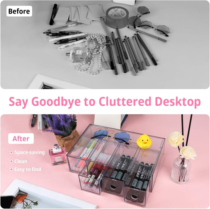 SUPAWAY 3 Stück Schubladenorganizer mit 12 Fächern Schubladenbox Stapelbar Schreibtisch-Organizer mi