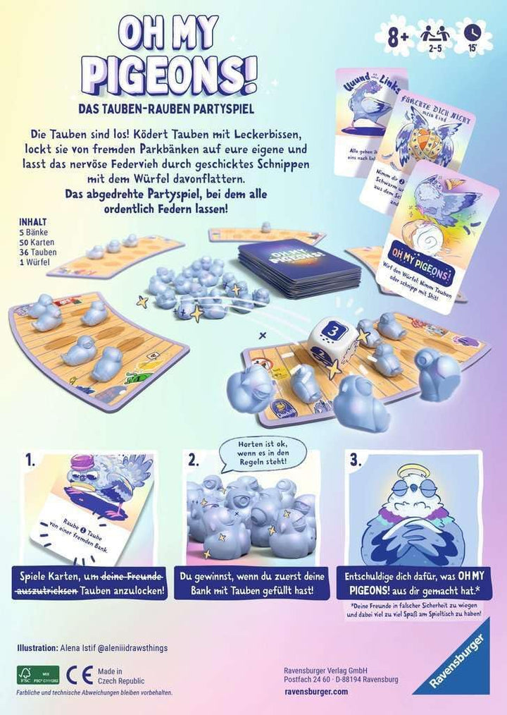 Ravensburger 22688 - Oh my Pigeons! - Das Tauben-Rauben Partyspiel - Kartenspiel und Partyspiel für